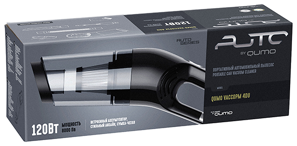 Авто-Пылесос QUMO VaccoPM 4DU 120Вт (8000Па)/Аккам/3Насадки/Сумка-Чехол