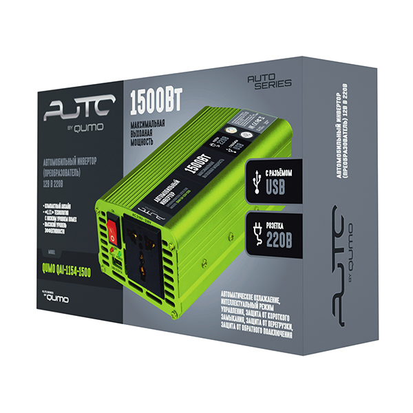 Преобразователь 12В==>>220В QUMO QAI-906-4000 (AVCN-Q4000) 4000Вт/USB/Дисплей — изображение 4