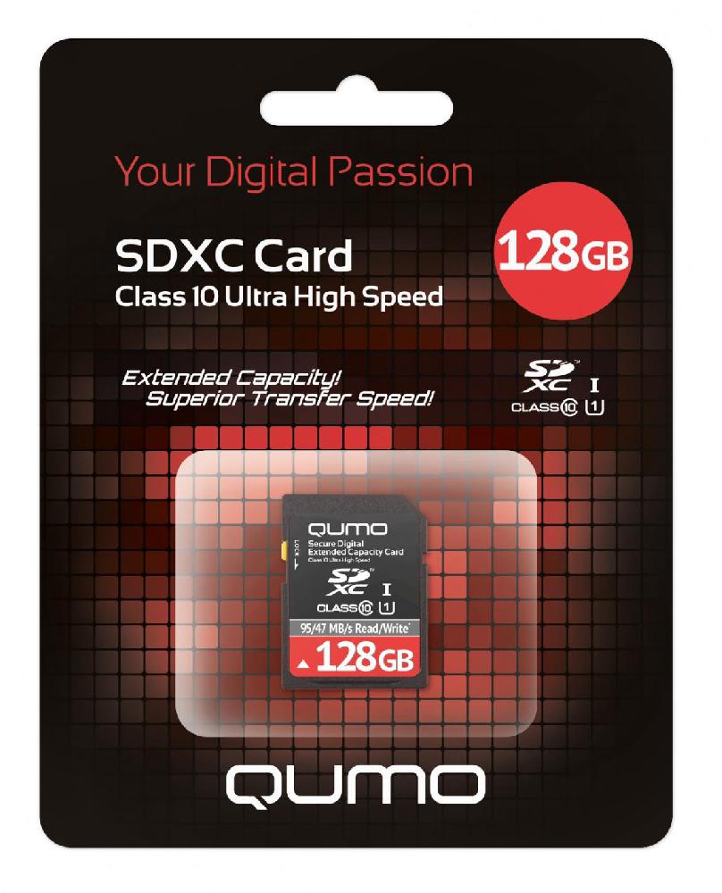 128GB Карта памяти Micro Secure Digital Card UHS-I Qumo class10+адаптерSD Ultra